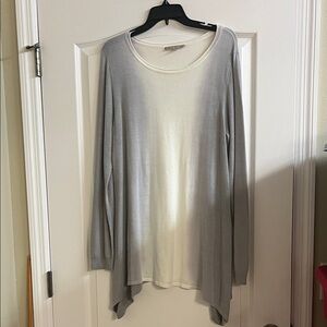 Joan Vass Gray to White Ombre Long Sleeve Top